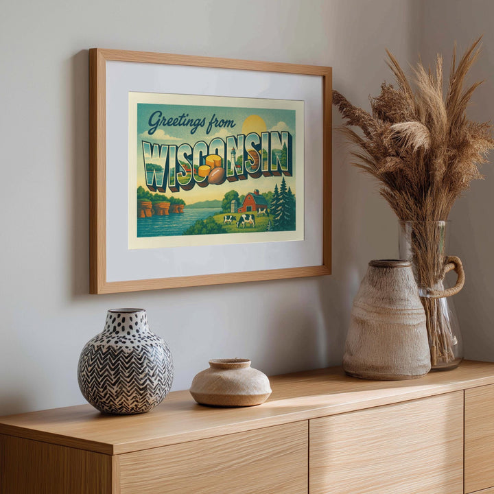 Wisconsin Postcard Art Print