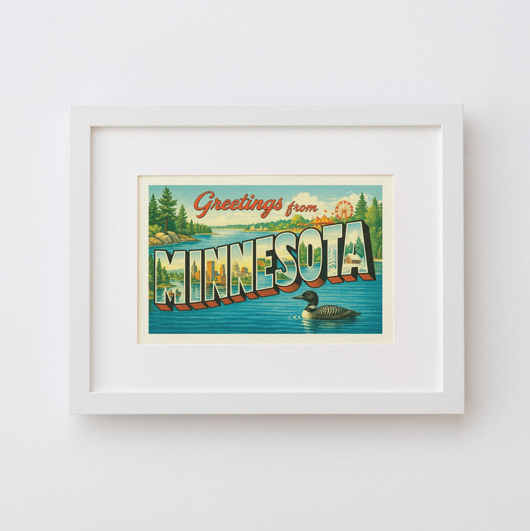 Minnesota Postcard Art Print