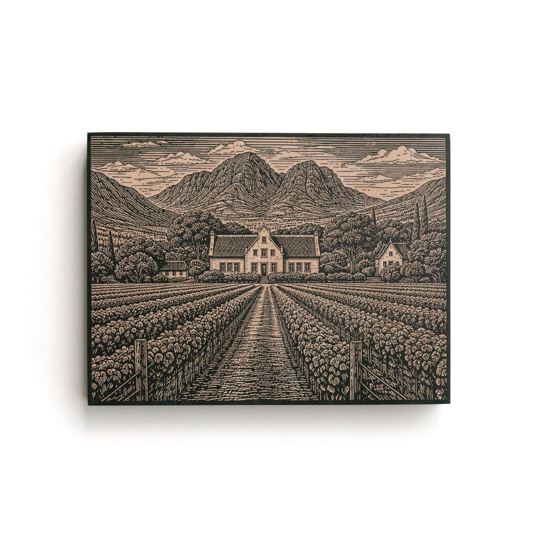 Cape Winelands Engraved Birch Art Panel