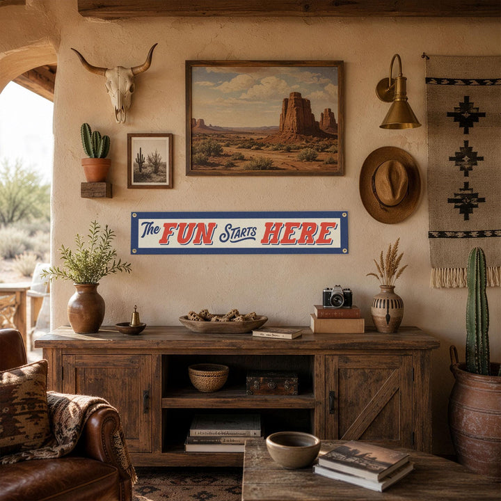 The Fun Starts Here Felt Banner