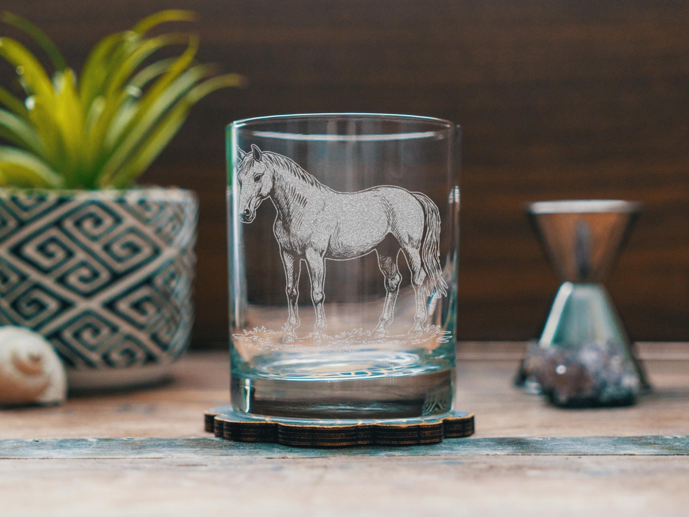 Horse Glasses | Equestrian Themed Personalized Whiskey, Wine & Beer Glassware, Equine Animal Drinkware, Country Western Ranch Style Gift