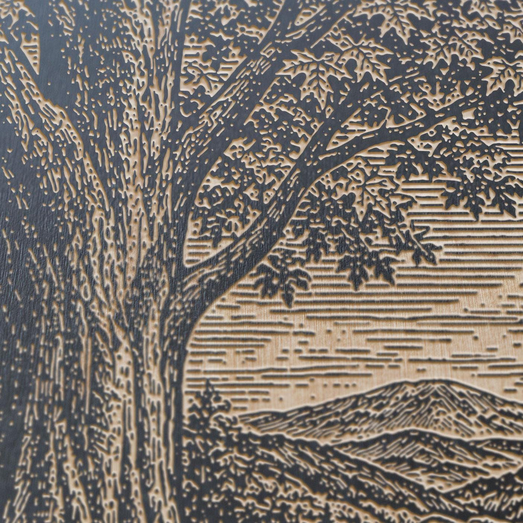 Sugar Maple Canopy in Autumn Engraved Birch Art Panel