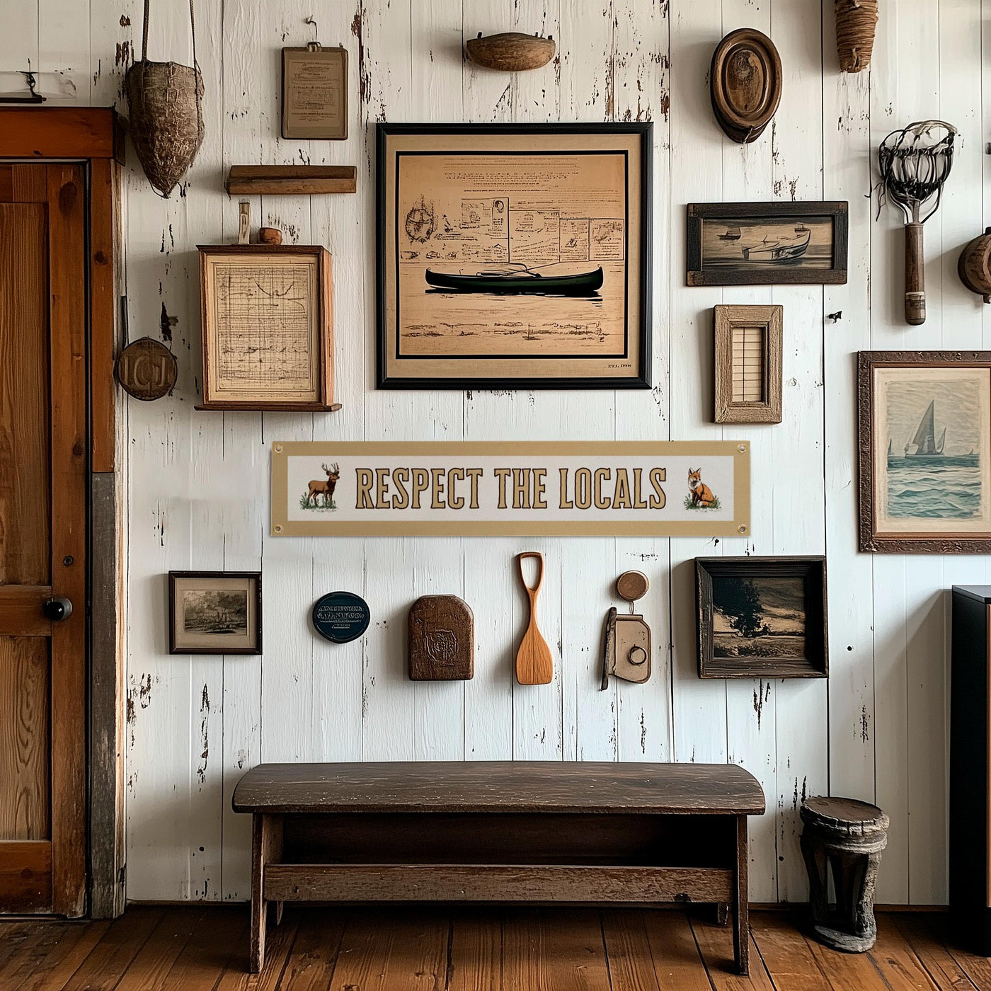 Respect The Locals Banner – Vintage Felt Flag