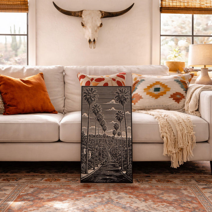 Los Angeles Palm Trees Engraved Birch Art Panel