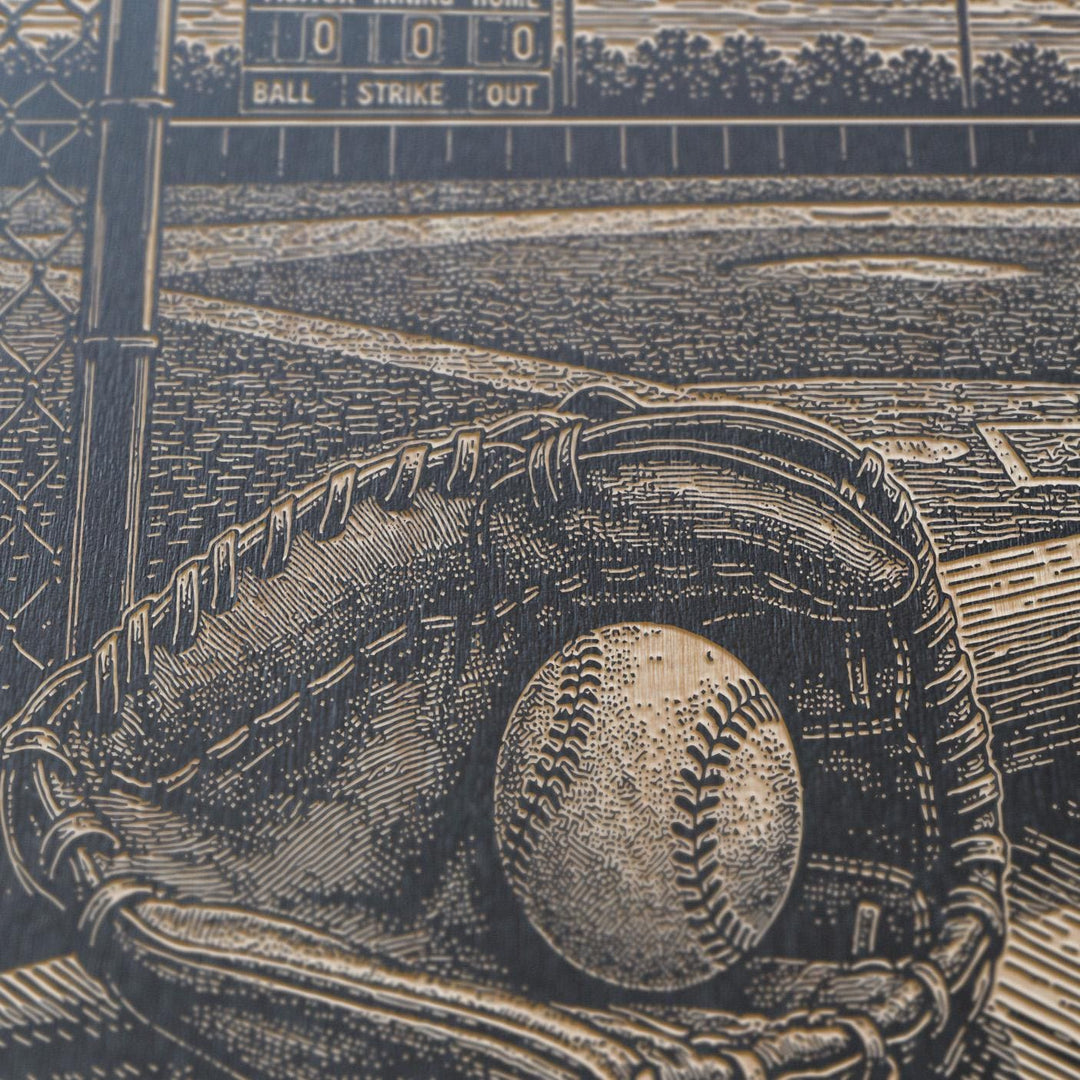 Little League Field Engraved Illustration