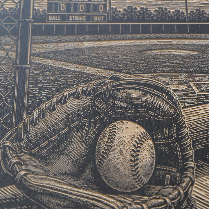 Little League Field Engraved Illustration