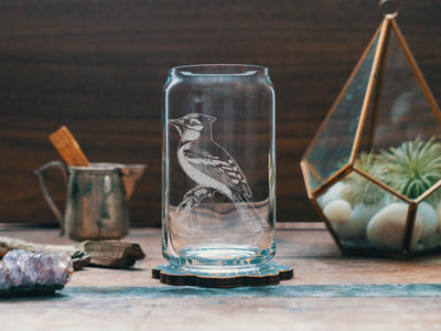 Blue Jay Glasses | Birding Theme Personalized Whiskey, Wine & Beer Glassware, Nature Inspired Drinkware, Bird Wildlife Decor, Birder Gift