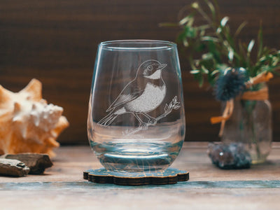 American Robin Glasses | Birding Personalized Whiskey, Wine & Beer Glassware, Nature Inspired Drinkware, Bird Wildlife Decor, Birder Gift