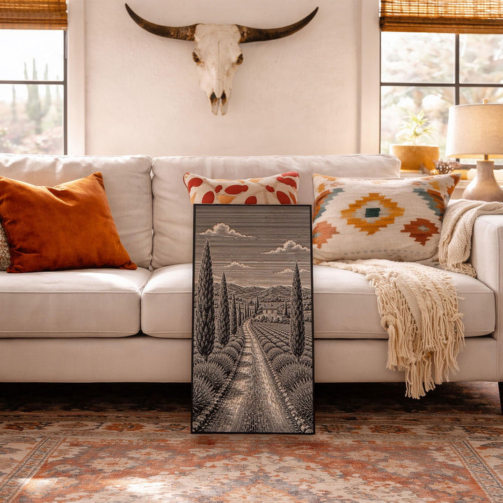 Provence Lavender Road Engraved Birch Art Panel