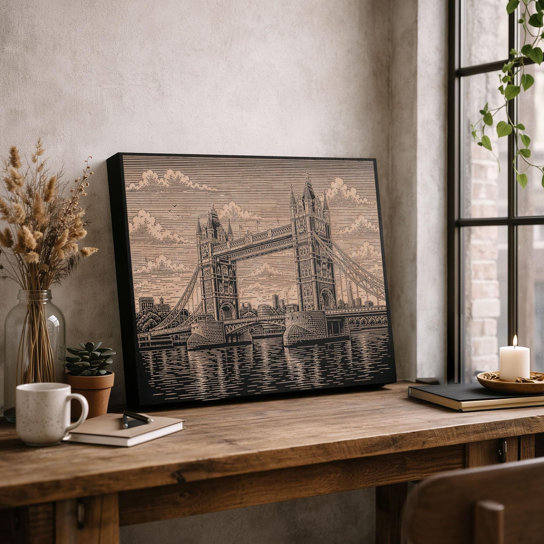 Tower Bridge London Engraved Birch Art Panel