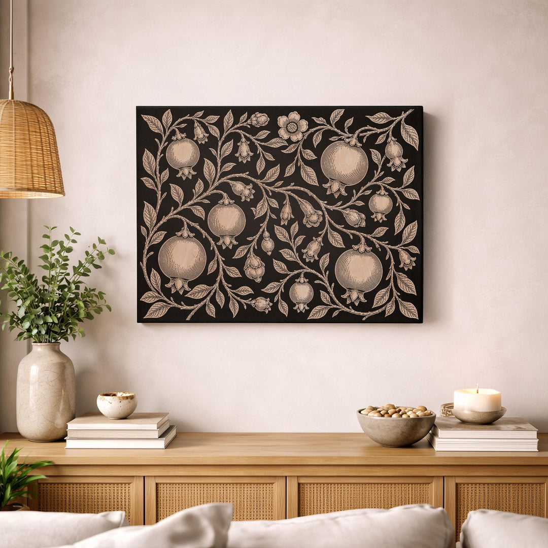 Pomegranate Vine Engraved Birch Art Panel