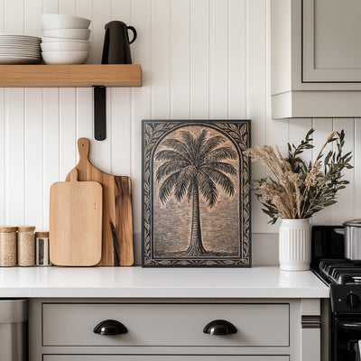 Palm Tree Engraved Birch Illustration