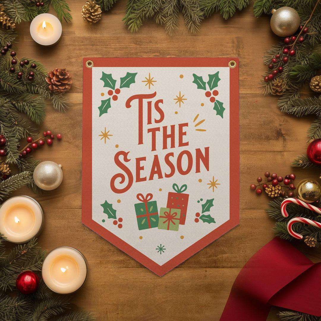 Tis the Season Felt Camp Flag