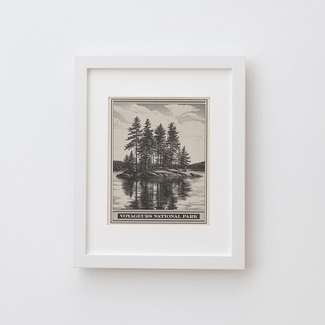 Voyageurs National Park Lithograph Style Print - Vintage Minnesota archival matte fine art print Gift. Rainy, Kabetogama &amp; Namakan lakes