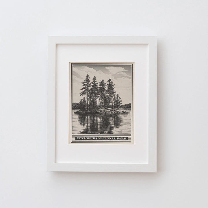 Voyageurs National Park Lithograph Style Print - Vintage Minnesota archival matte fine art print Gift. Rainy, Kabetogama &amp; Namakan lakes