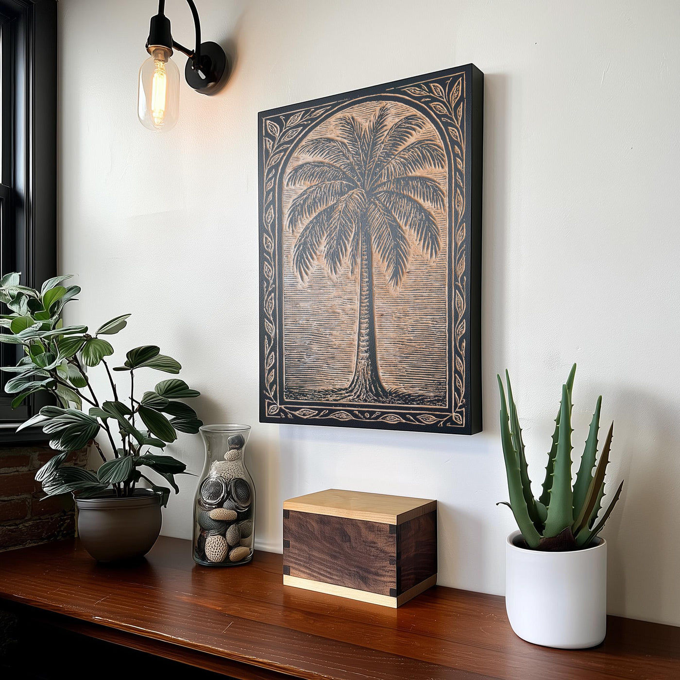 Palm Tree Engraved Birch Illustration