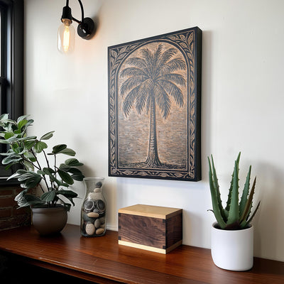 Palm Tree Engraved Birch Illustration
