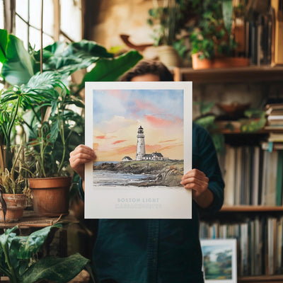 Boston Light Lighthouse Massachusetts Wall Art Print