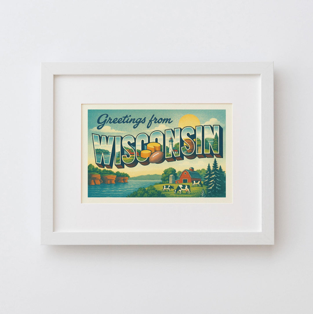 Wisconsin Postcard Art Print