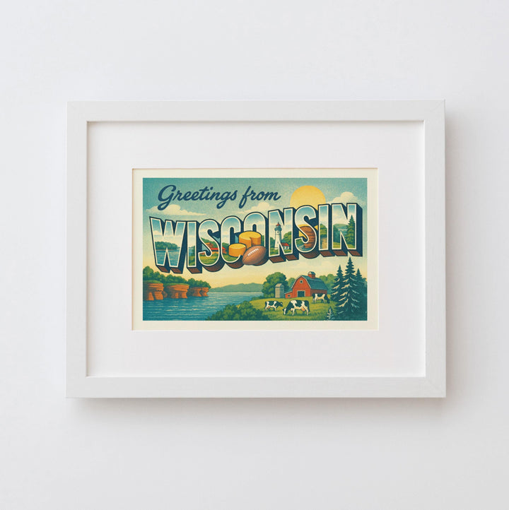 Wisconsin Postcard Art Print