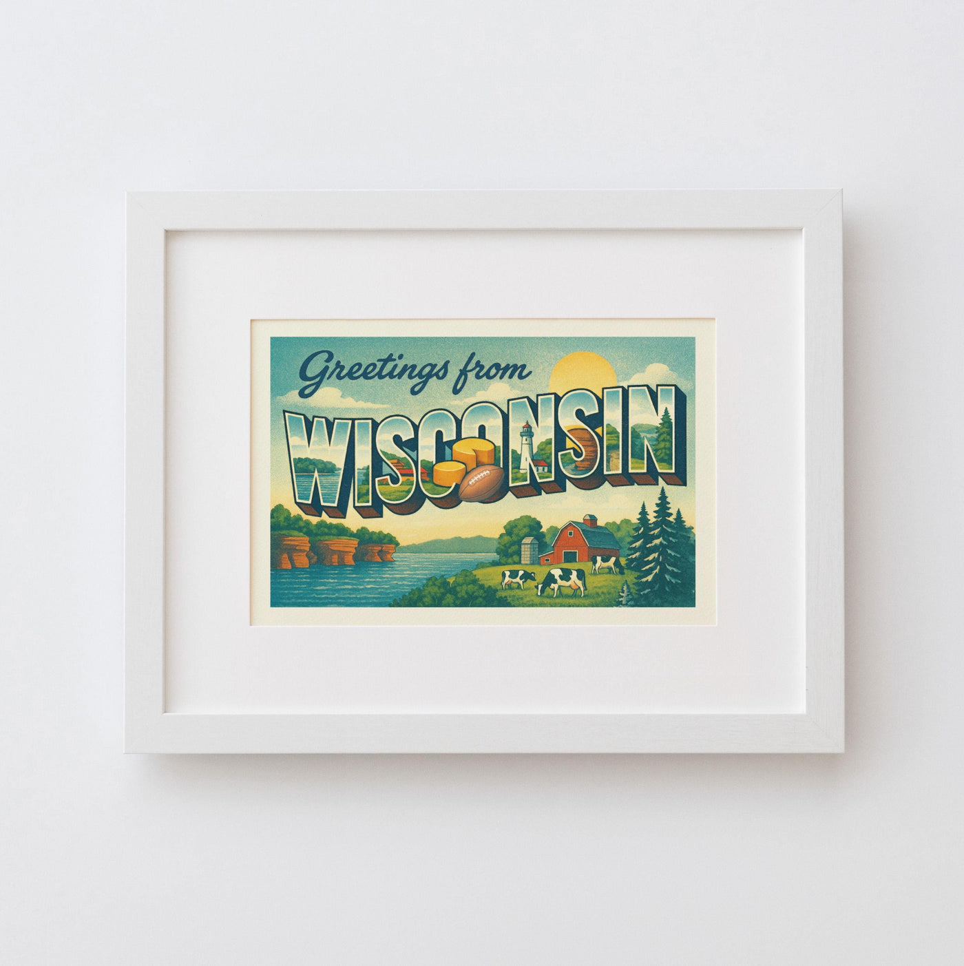 Wisconsin Postcard Art Print