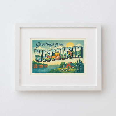 Wisconsin Postcard Art Print