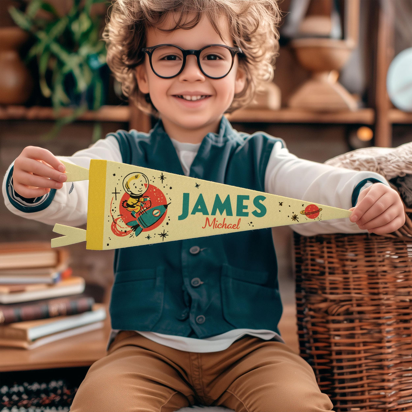 Custom Name Sign Felt Astronaut Pennant