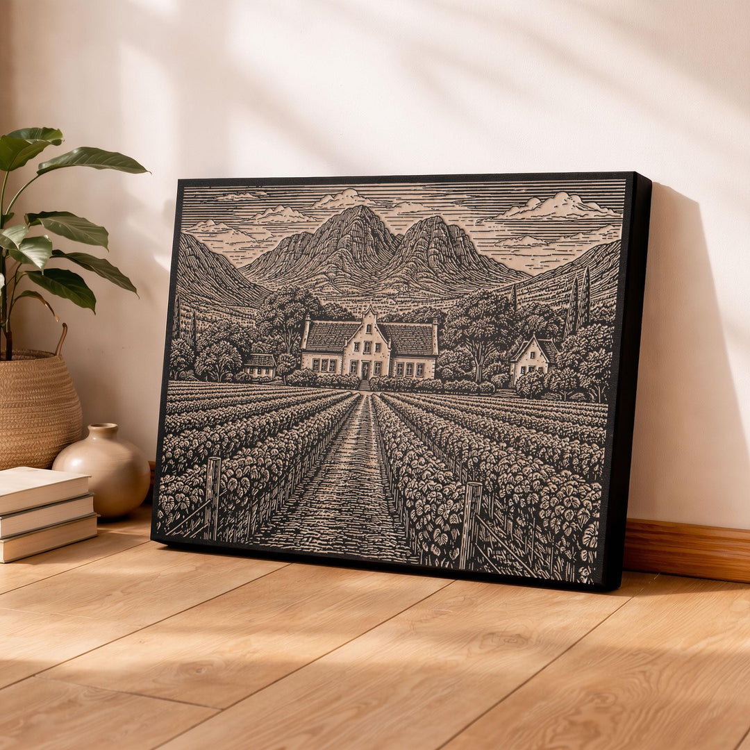 Cape Winelands Engraved Birch Art Panel
