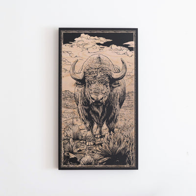 Western Buffalo  Engraved Illustration