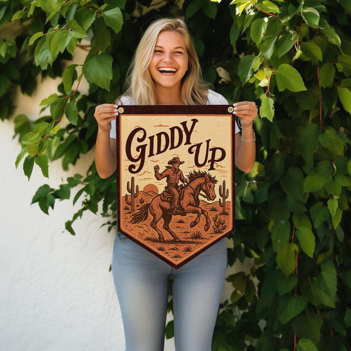 Giddy Up Felt Camp Flag