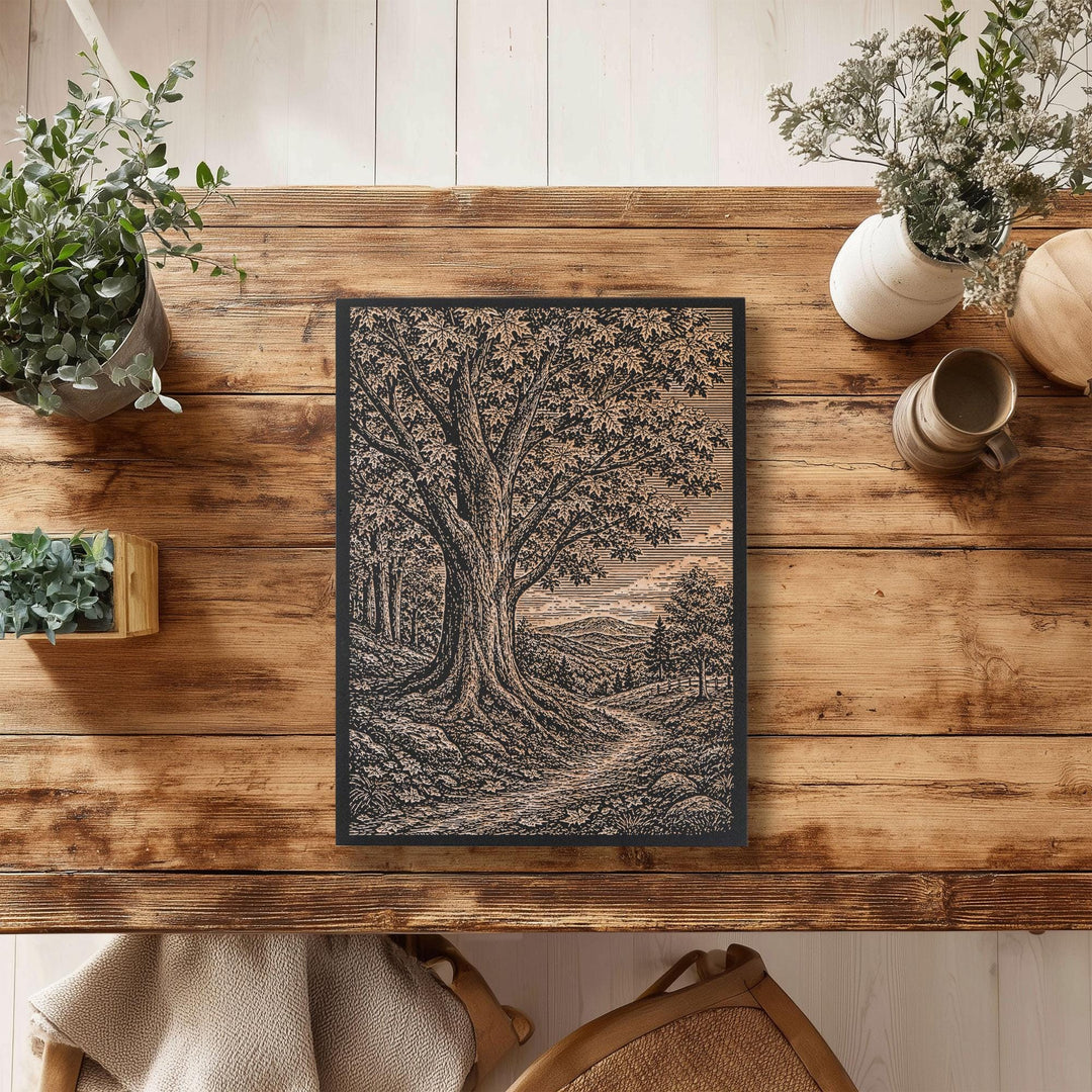 Sugar Maple Canopy in Autumn Engraved Birch Art Panel