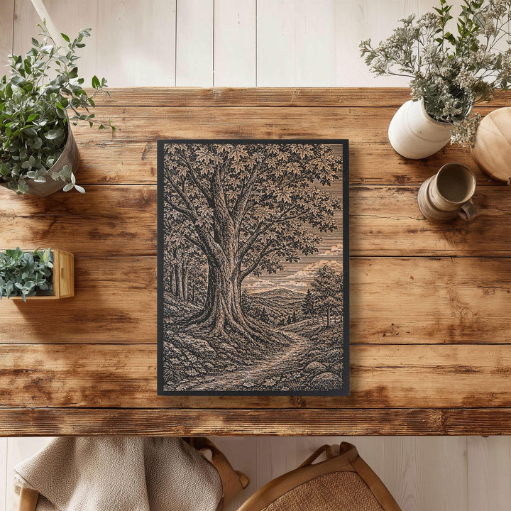 Sugar Maple Canopy in Autumn Engraved Birch Art Panel