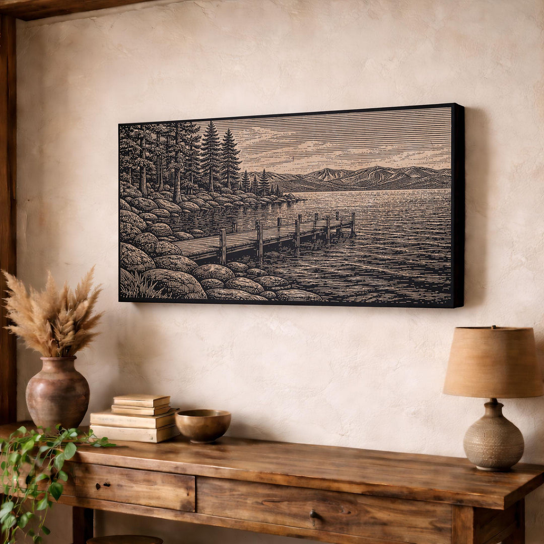 Lake Tahoe North Shore Engraved Birch Art Panel