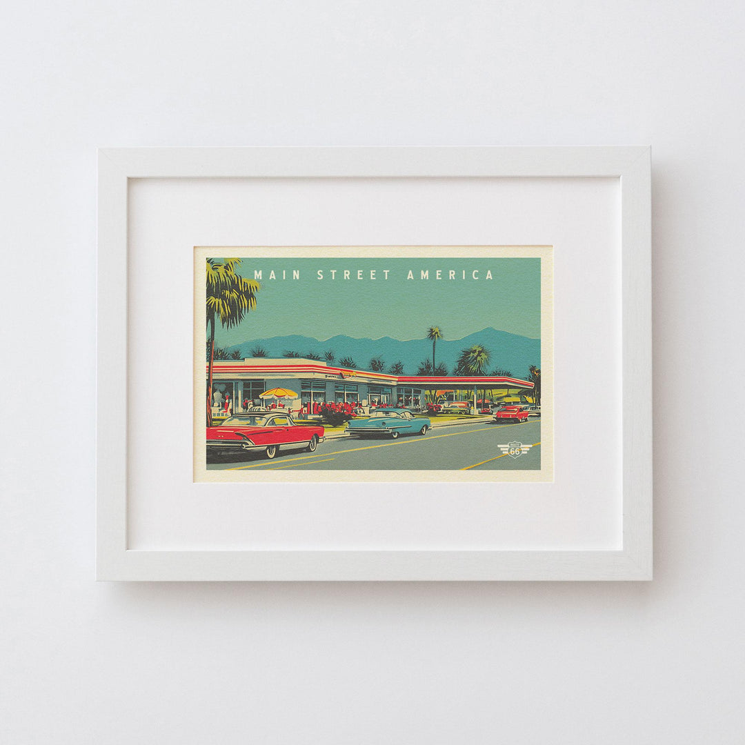 Main Street America Postcard Art Print