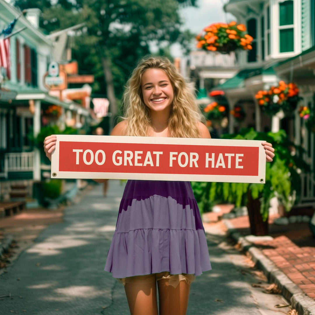 Too Great For Hate Felt Sign Banner