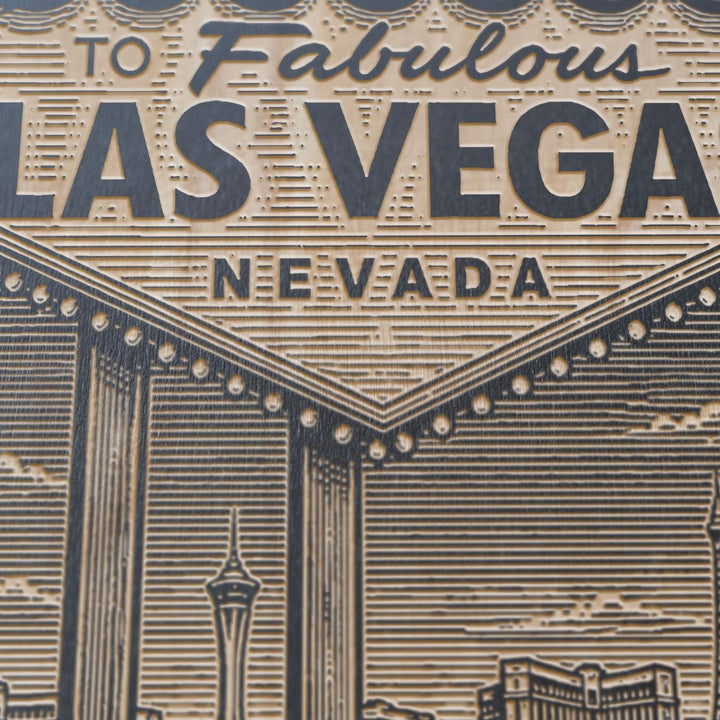 Welcome to Las Vegas Sign Engraved Birch Art Panel