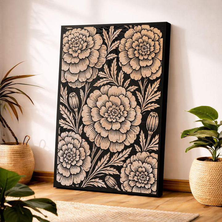 Marigold Garden Engraved Birch Art Panel