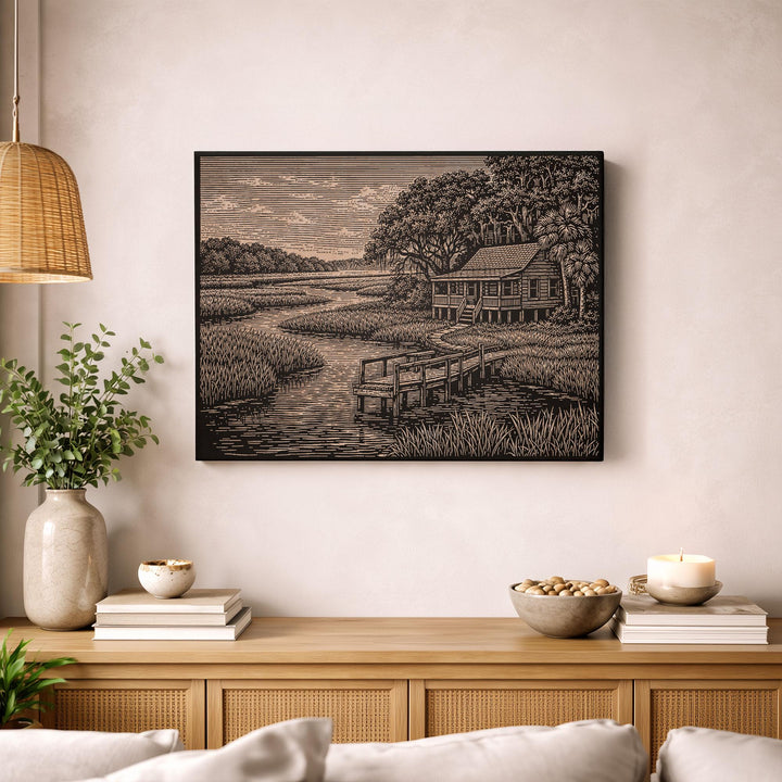Lowcountry Marsh Engraved Birch Art Panel