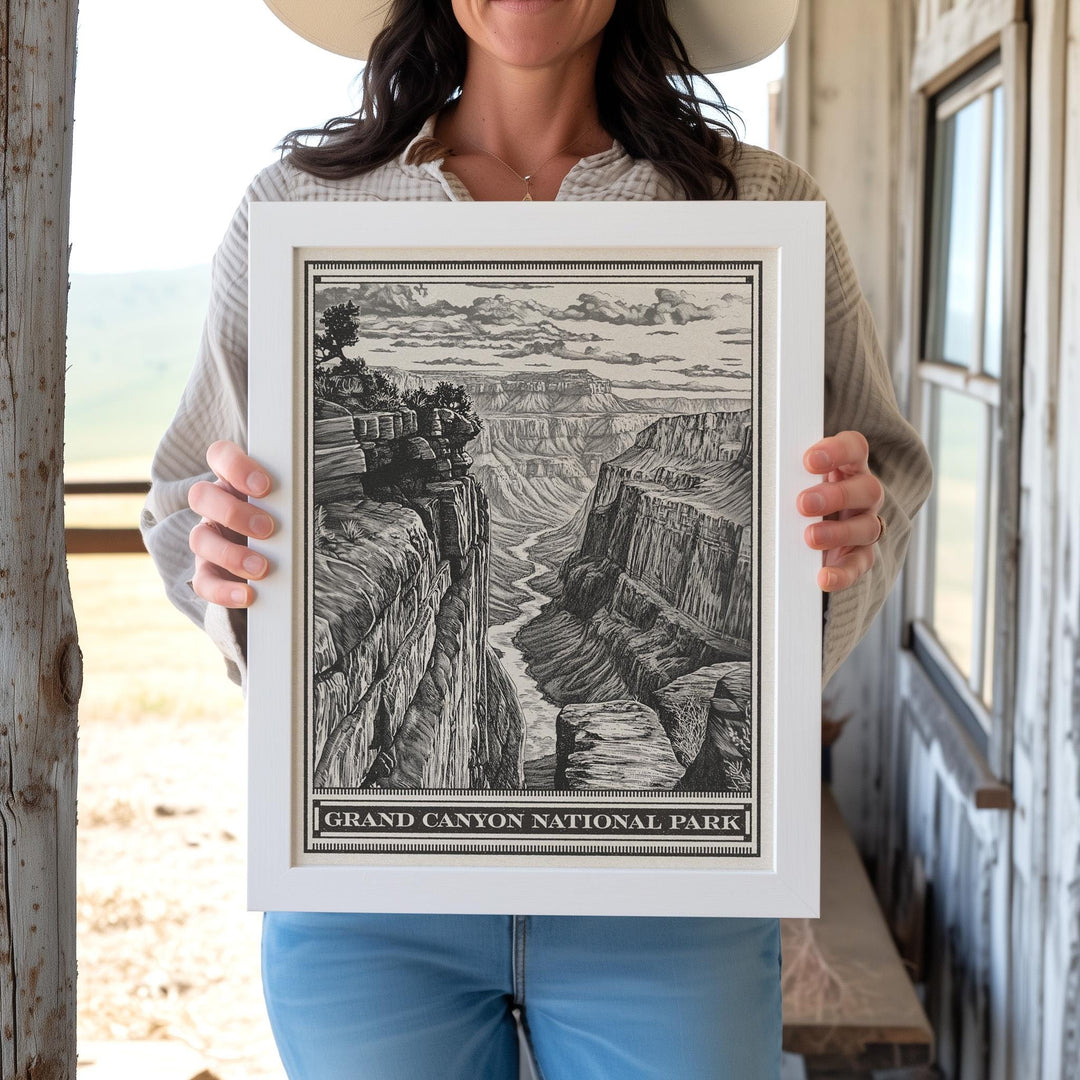Grand Canyon Tuweep Northern Rim National Park Lithograph - Vintage Arizona poster design, archival matte fine art print. Outdoorsy Gift.