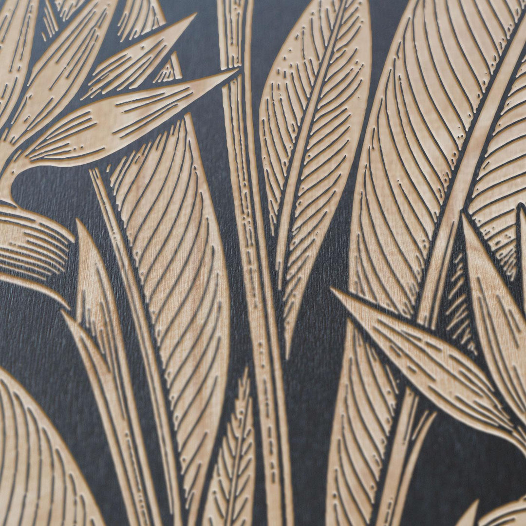 Birds of Paradise Engraved Birch Art Panel