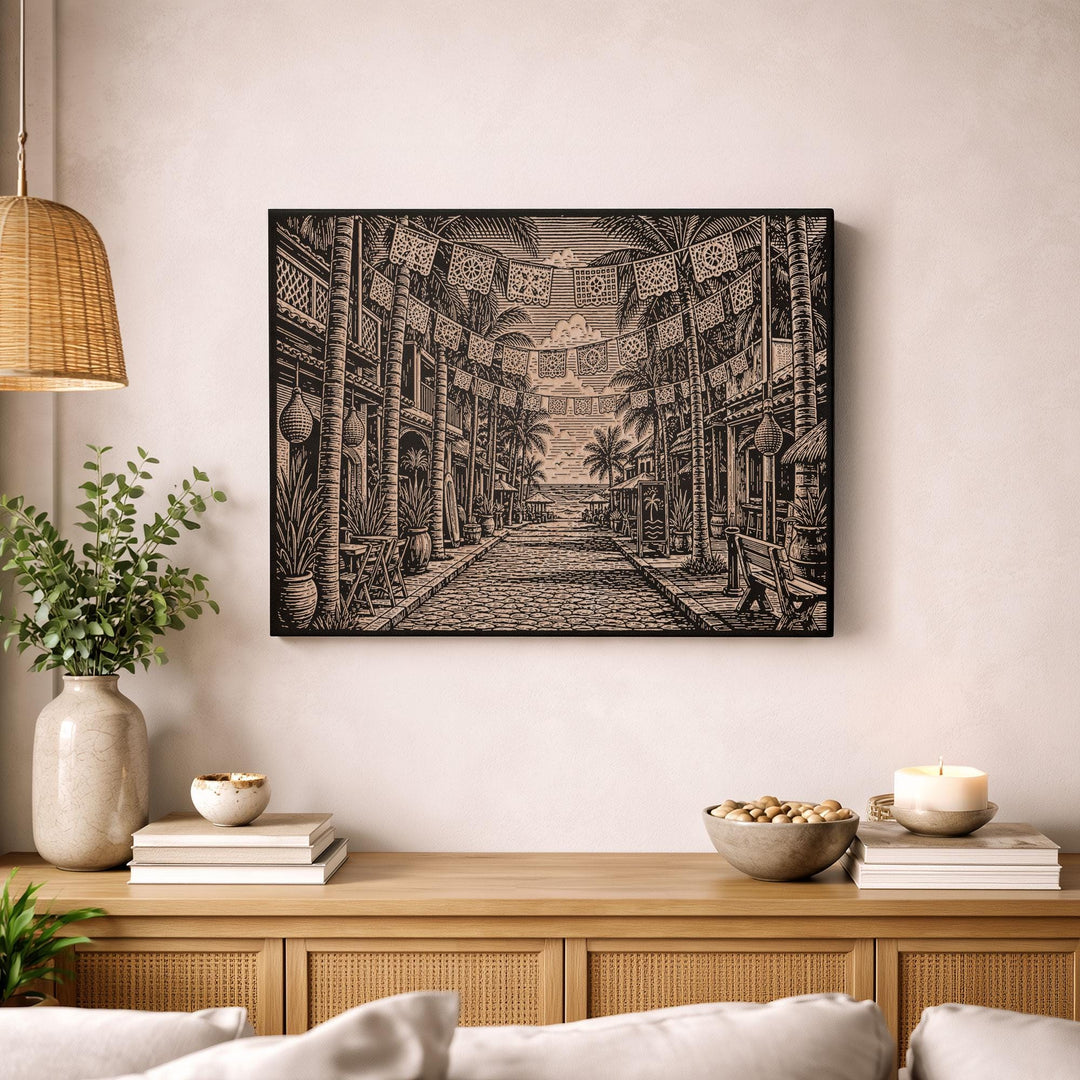 San Pancho Mexico Engraved Birch Art Panel