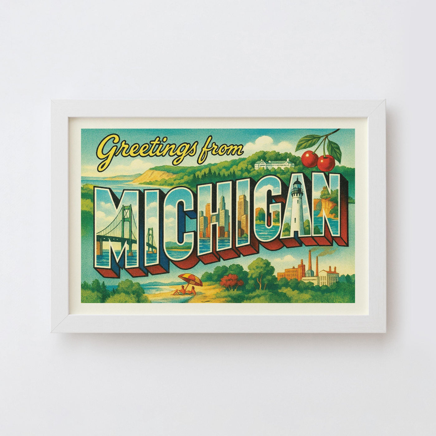 Michigan Postcard Art Print