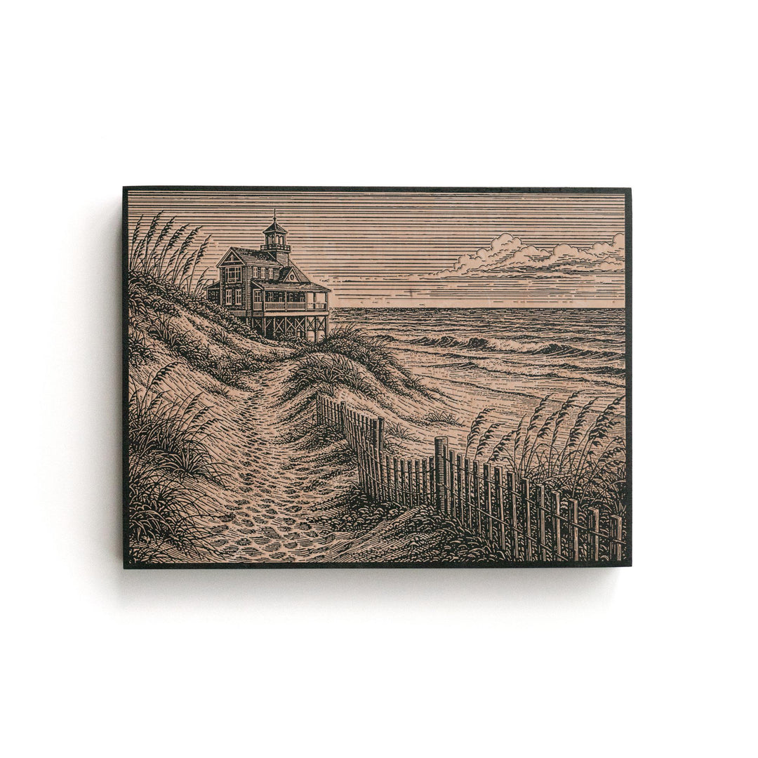 Outer Banks Lifesaving Station Engraved Birch Art Panel