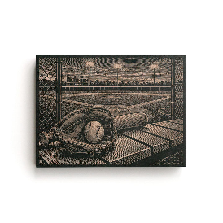 Little League Field Engraved Illustration