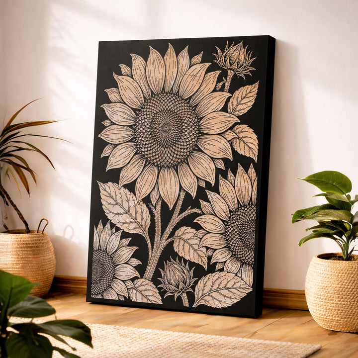 Sunflower Engraved Birch Art Panel