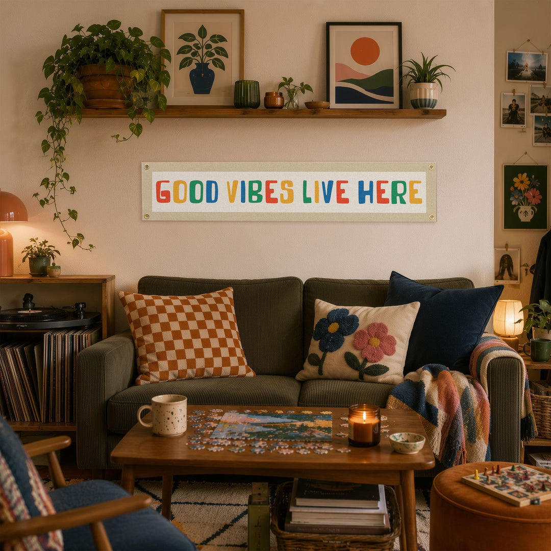 Good Vibes Live Here Felt Banner