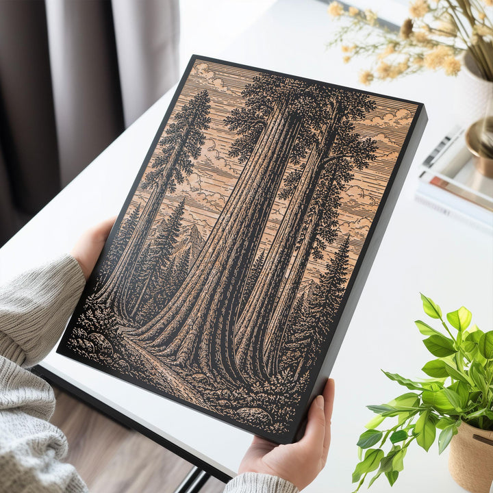 Giant Sequoia Grove Engraved Birch Art Panel