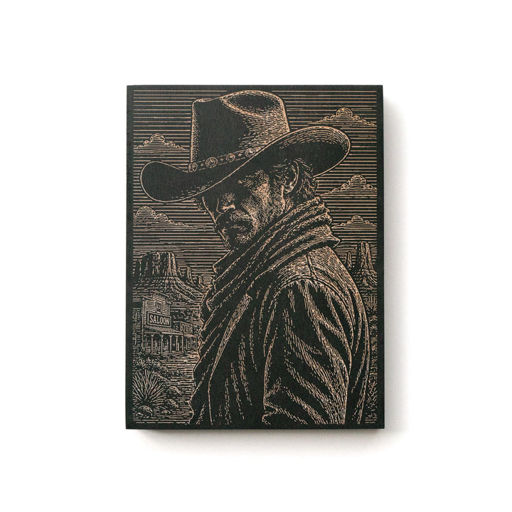 Cowboy Portrait Engraved Illustration