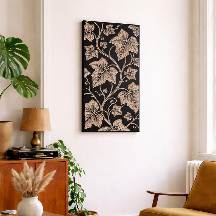 Climbing Ivy Vines Engraved Birch Art Panel