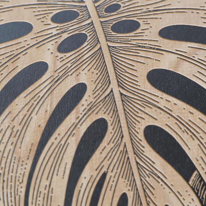 Split Leaf Philodendron Engraved Birch Art Panel